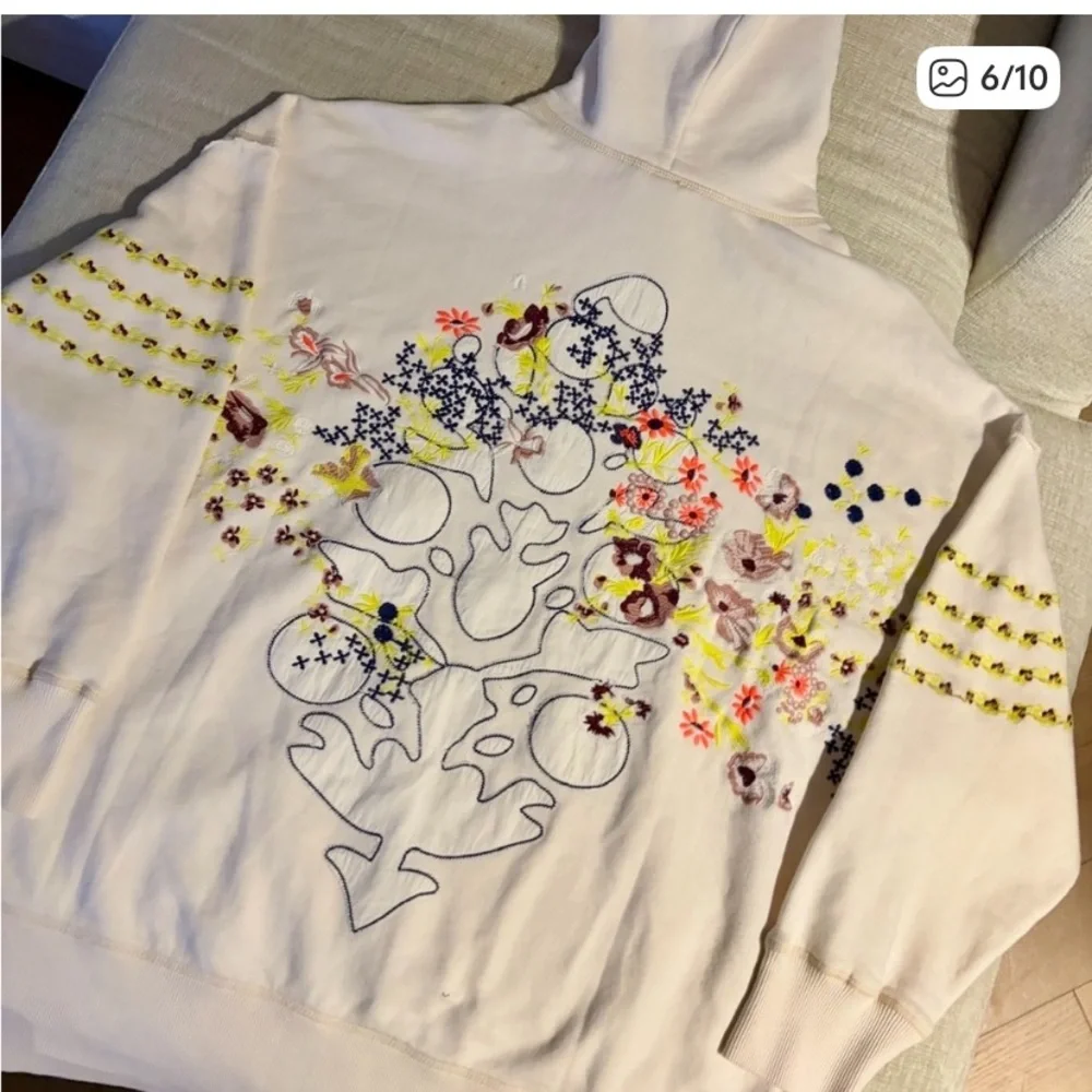 Free People Movement At My Best Embroidered Hoodie Sweatshirt Ivory Sz Small NEW - Picture 4 of 6